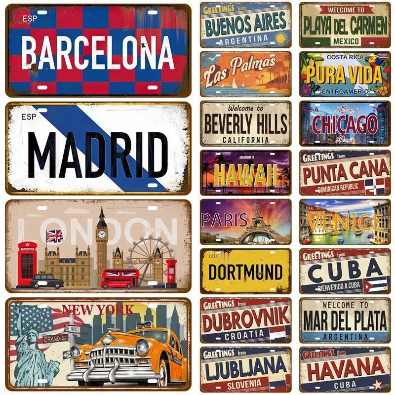 Vintage Tin Sign For Restaurant Bar Pub Cafe Man Cave Decoration Decor Capital City Tinplates Plate Metal Sign Plaque LandmarkM251114