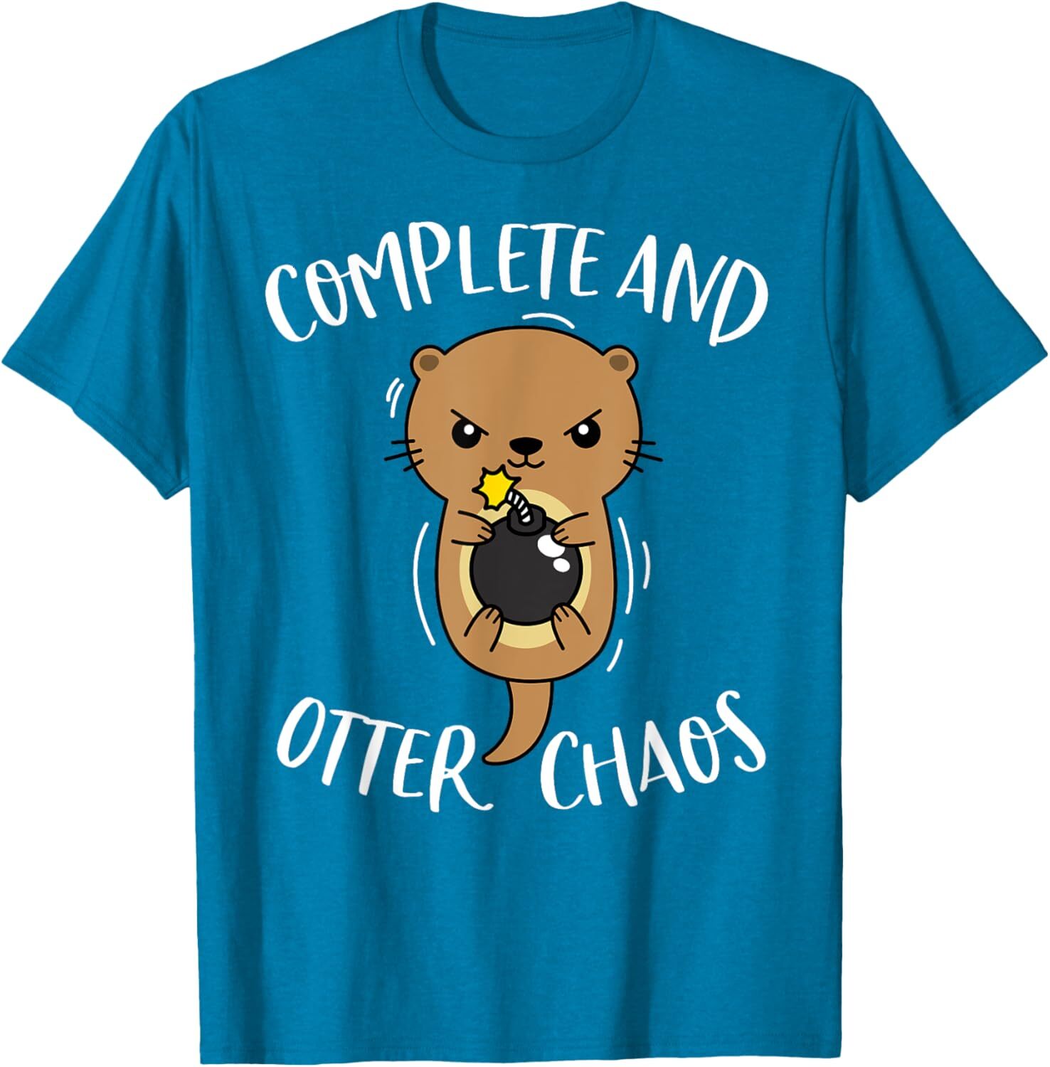 T shirt for Mens Complete and Otter Chaos Funny Cute Sea Otter Pun Graphic Tee Casual Tops Clothes Short sleeve