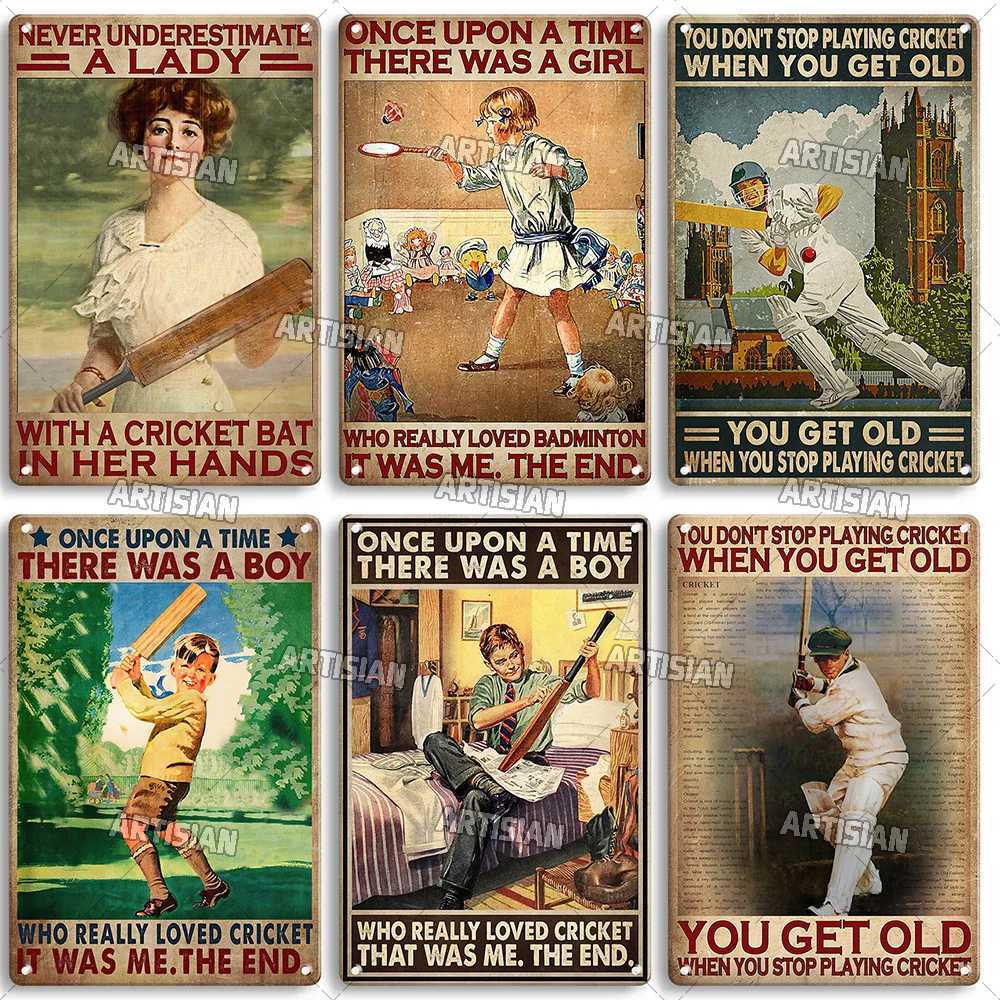 Artisian SPORT Metal Sign Tennis Tin Poster Decorative Plate Badminton Cricket Pickleball Plaque Wall Decor Garage Bar Pub ClubM251114