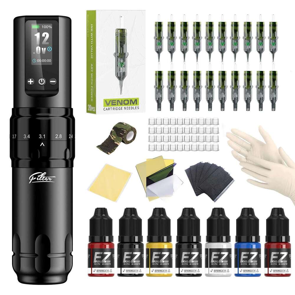 EZ Filter X30 Wireless Hine Pen Kits 6 Adjustable Strokes 2.0Mm-4.0Mm Cartridge Tattoo Needles
