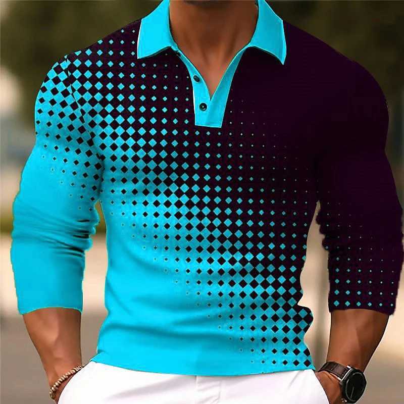 Dot Pattern Mens Fashion Trend Polo T-shirt 6XL Plus Size Long Sleeve 3D Printed Street Polo Top T-shirt W250414