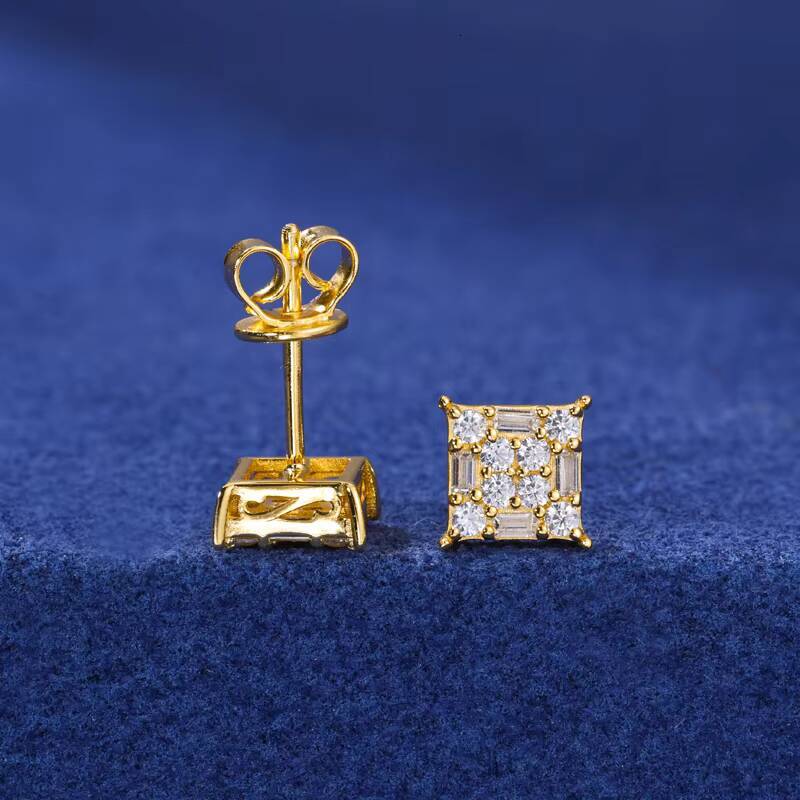 925 Sterling Silver Rappers Jewelry Hip Hop Earring Iced Out Lab Moissanite Gra Certified Stud Earring Wholesale Jewelry