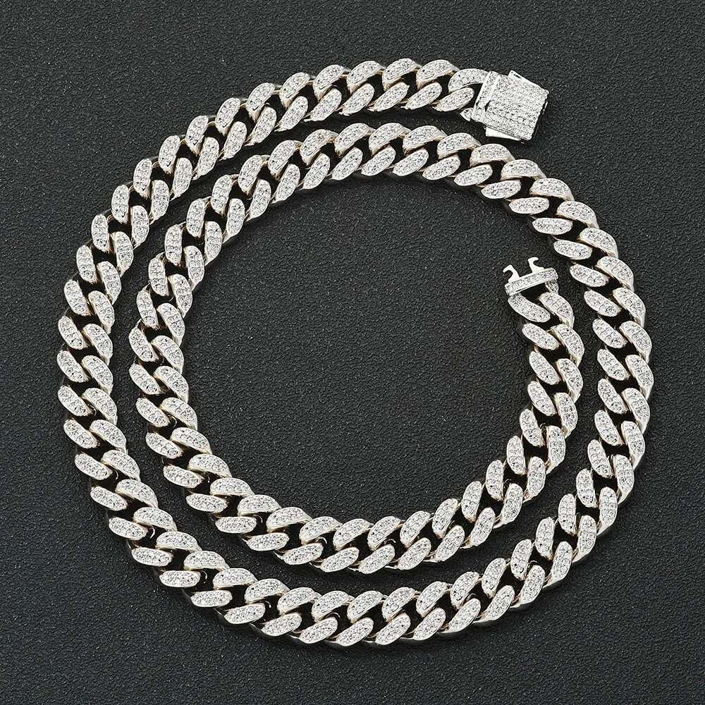 ESKEEM Hip Hop Jewellery Woman Set 12mm Cuban Link Chain Iced Out 2 Rows CZ Diamond Miami Snap Clasp Cuban Necklace