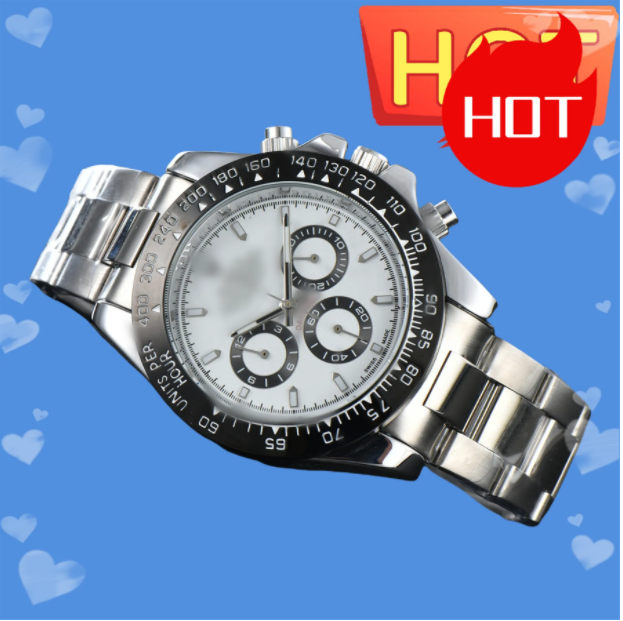 Mens DAY TONA Automatic quartz Movement watch multifunction Wristwatch Designers Men Watches Stainless Steel Strap Gold Wristwatches Montre de luxe #212