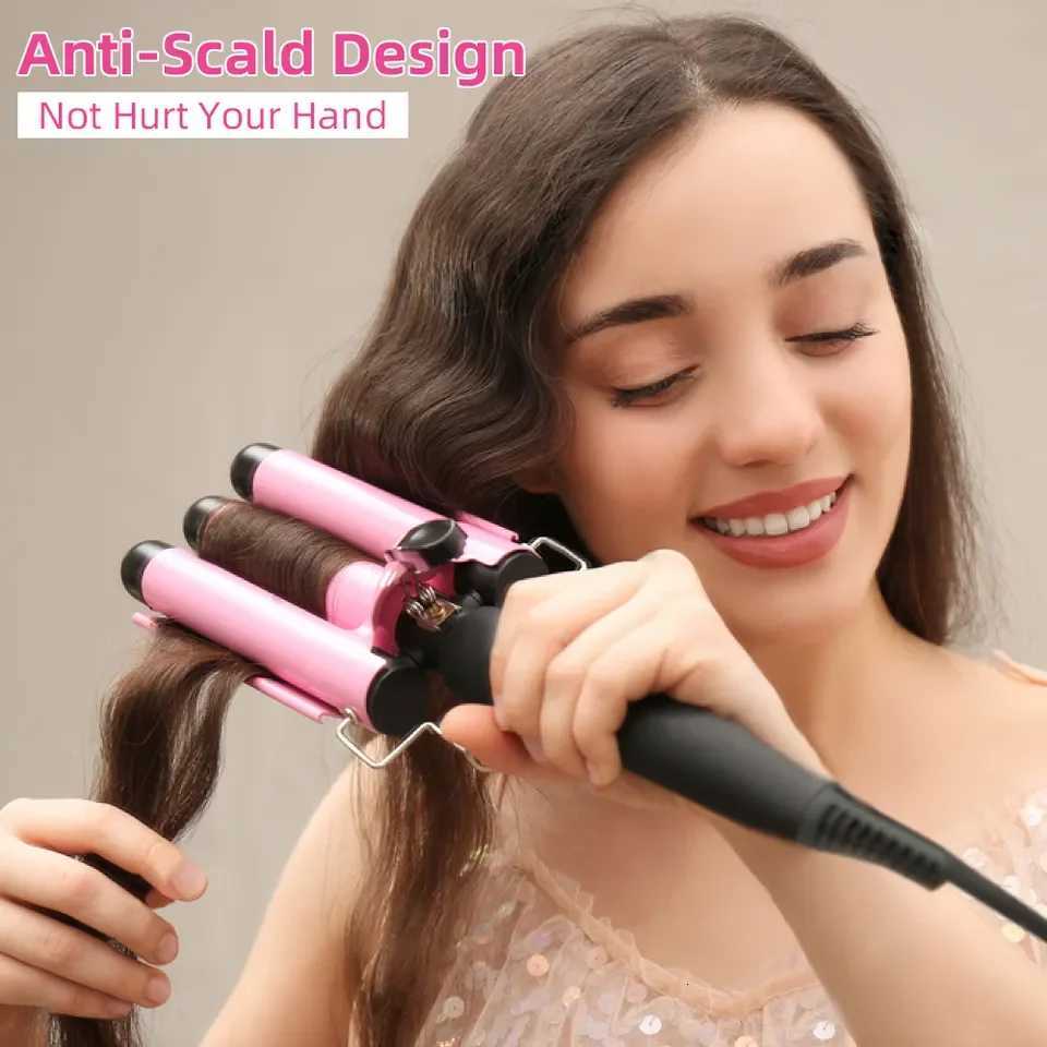 3 Barrel Curling Iron Hair Crimper Portable Temperature Adjustable Ceramic Wave Iron Wand Curler DIY Curly Hair StylinT251114