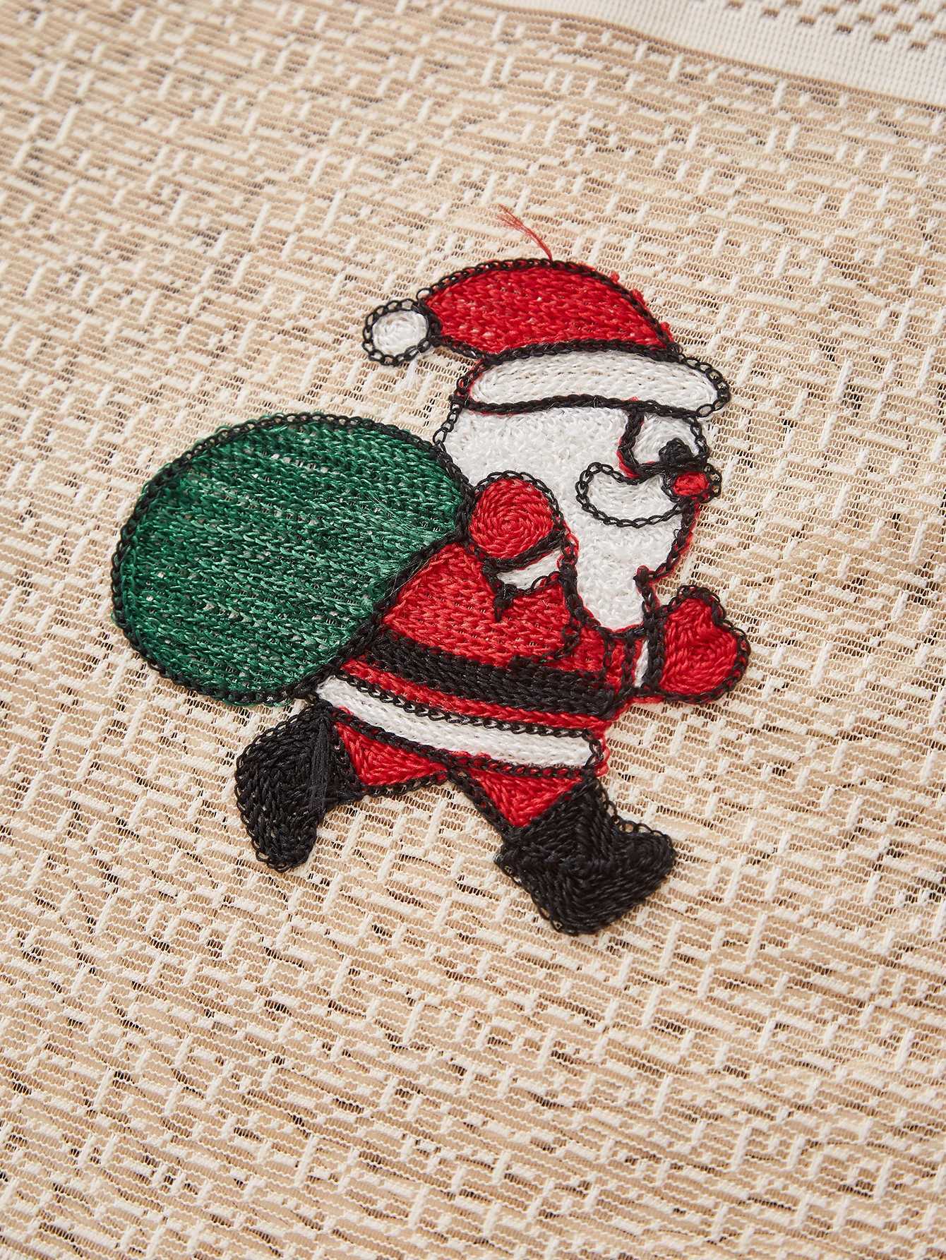 Curtain Christmas Khaki embroidered Santa Claus pole curtains party and holiday atmosphere curtains Y251126