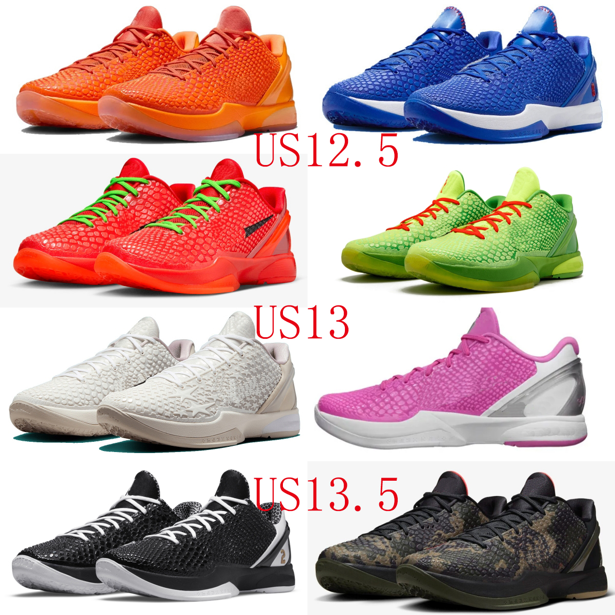 Oversized basketball shoes Black Mamba 6 Total Orange for sale kids men woman Dodgers Sport Shoe Trainner Sneakers top quality SIZE US5-US13.5