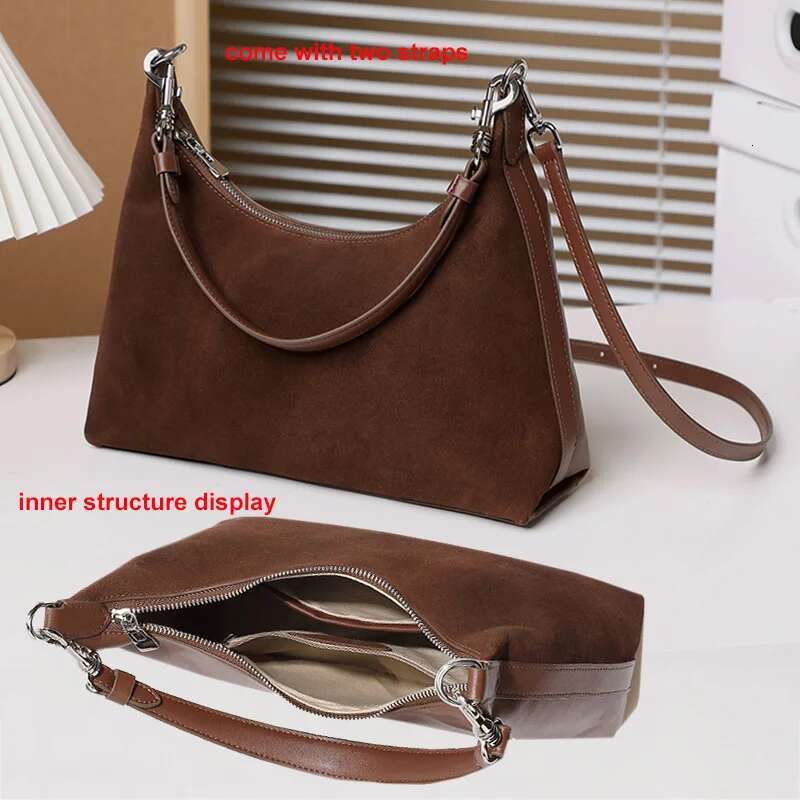 Designer Bag 2024 New Winter Women Female Frosted Leather Armpit Shoulder Bag Tote Lady Fashion Suede Handbag Crossbody Messenger