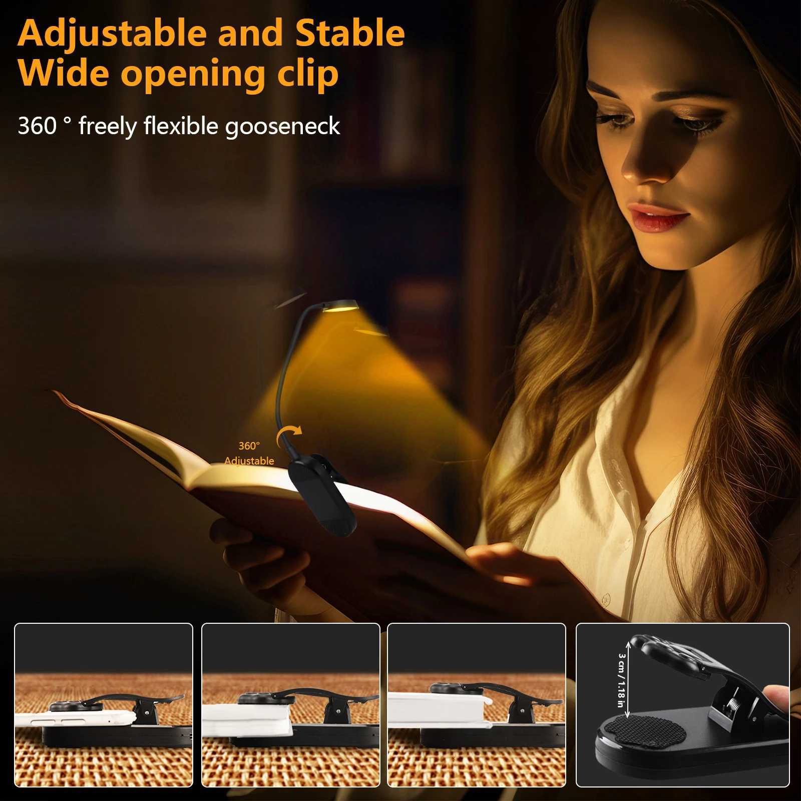 LED dimmable wireless desk lamp USB rechargeable reading light LED night light laptop light foldable book clip light M251114