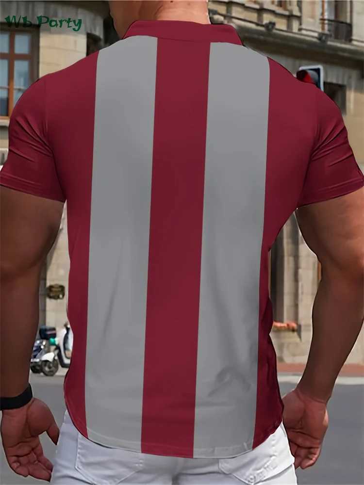 Simple striped printed mens shirt fashionable mens clothing designer mens T-shirt street collar mens polo shirt mens clothing 2024 W250414