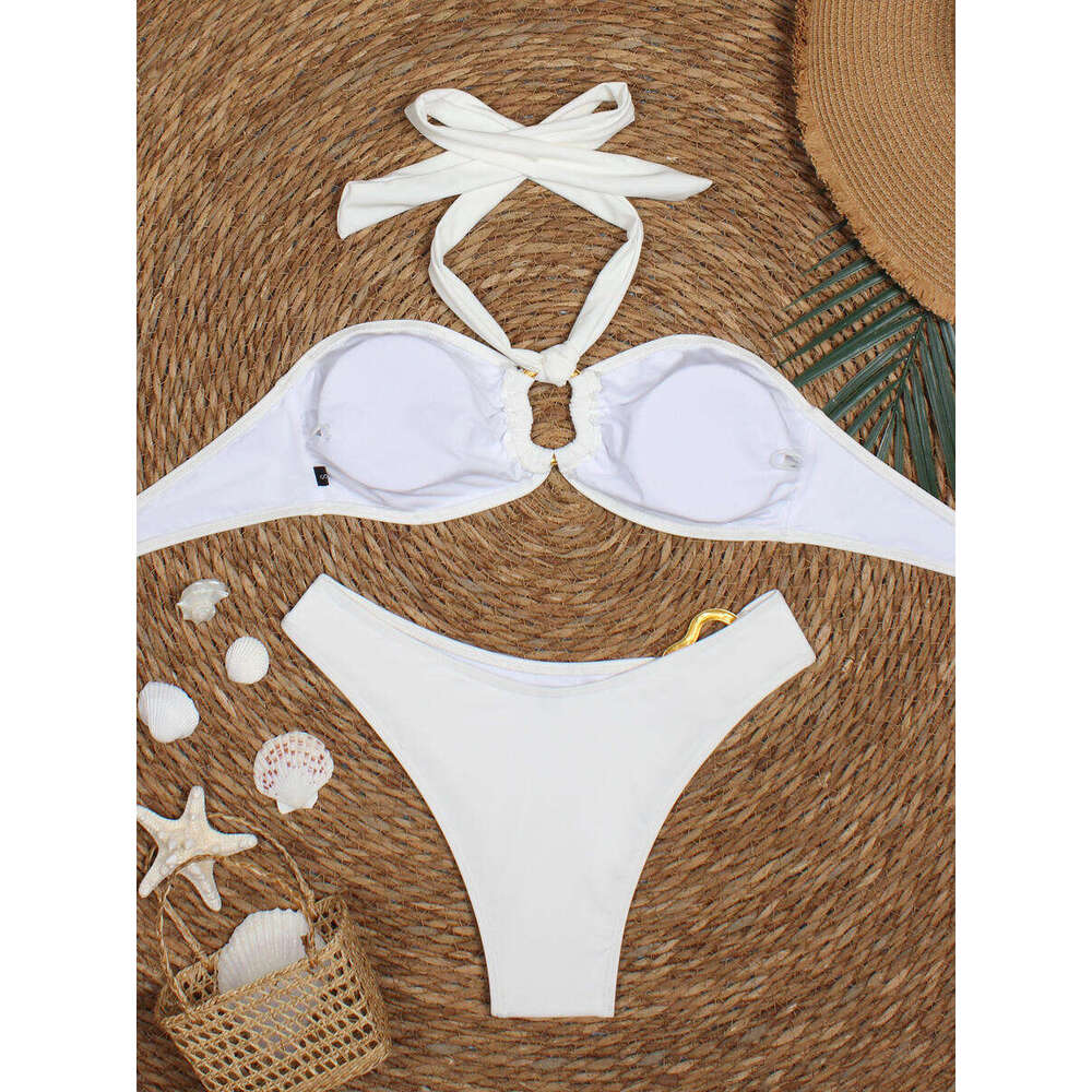 Fashion Swim Suit Sexy Woman Contrast Color Two-Piece Bikini Swimsuits Beach Womens Bathing Suits Stripe Three-Point Swimwear Lady Halter Bikinis