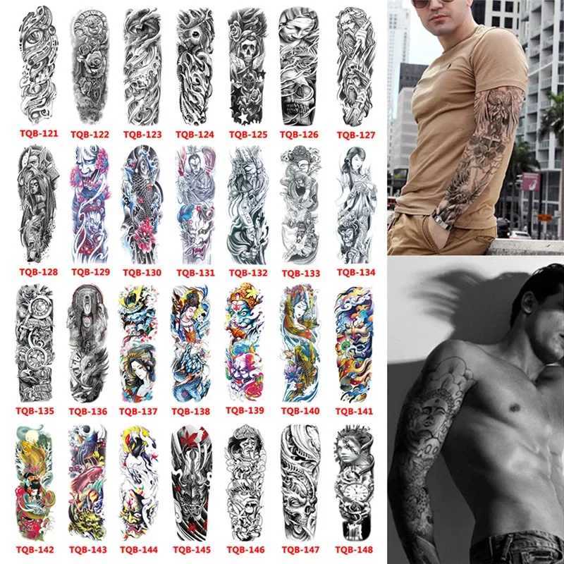 Big arm sleeve tattoo temporary tattoo sticker black rose design full flower arm body art big arm fake tattoo stickerXJ25414