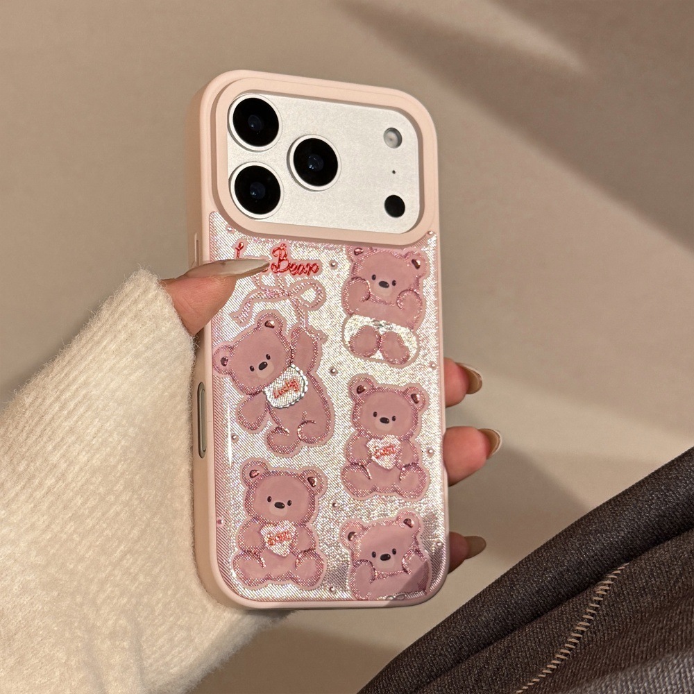 Cute Bear Cartoon Phone Case Compatible with iPhone 17/16 Pro Max Adorable Full Coverage iPhone 15/14 Pro