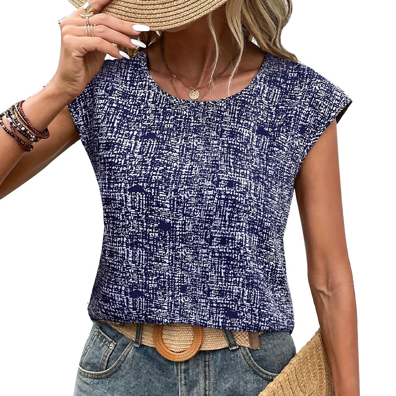 Vacation Shirt 2025 Summer Waffle Three Sleeve Shirt Pullover Womens Wear