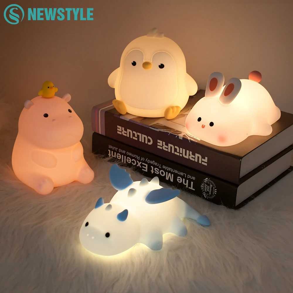 Novelty Animal Silicone Night Light Fox Rabbit Nursery Nightlight Rechargeable Timing Touch Sensor Bedside Table Lamp For Room M251114