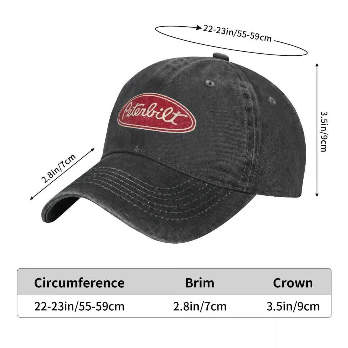 Peterbilt Truck Racing Retro Baseball Hat Retro Distressed Denim Buckle Hat Mens Outdoor Activity Hat W250414