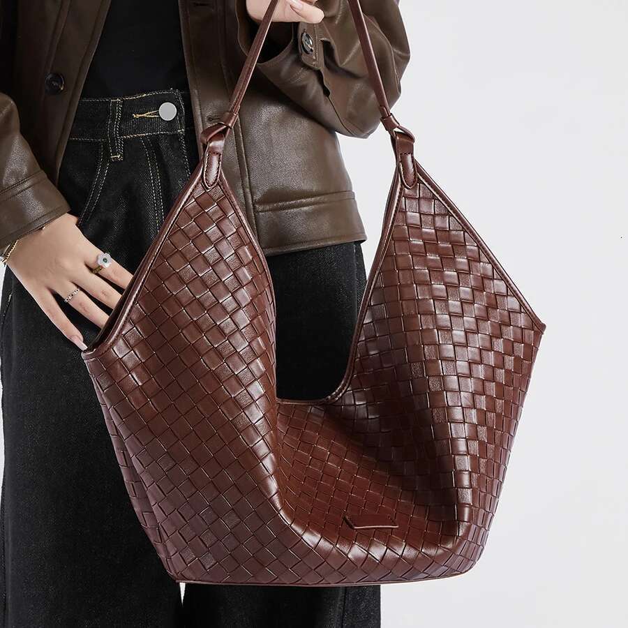 Handbags For Women 2025 Genuine Leather Large Capacity Woven Korean Style Unique Shoulder Tote School Office Commuting