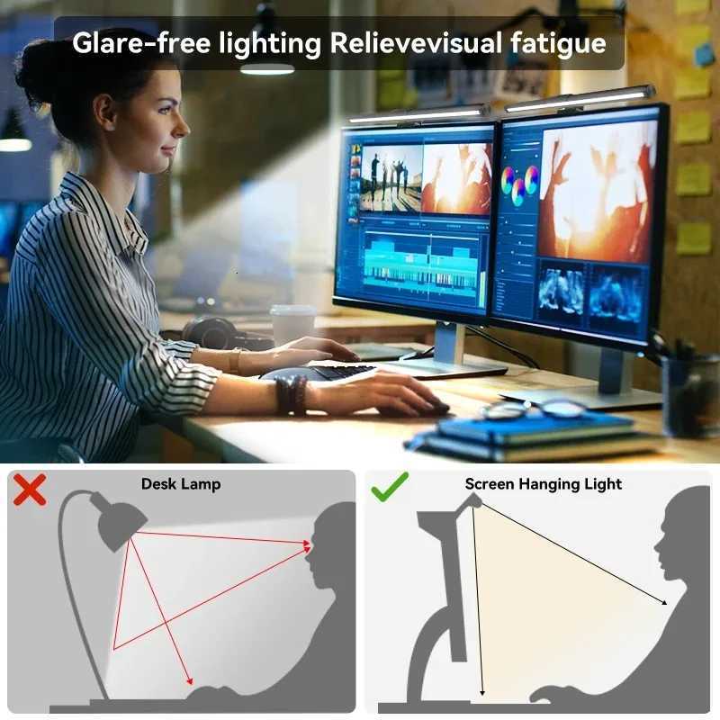 Computer Screen Light Desk Lamp Light Screen Hanging Light 44/50cm Table Lamp RGB LCD Monitor Light For Study Laptop USB Light M251114