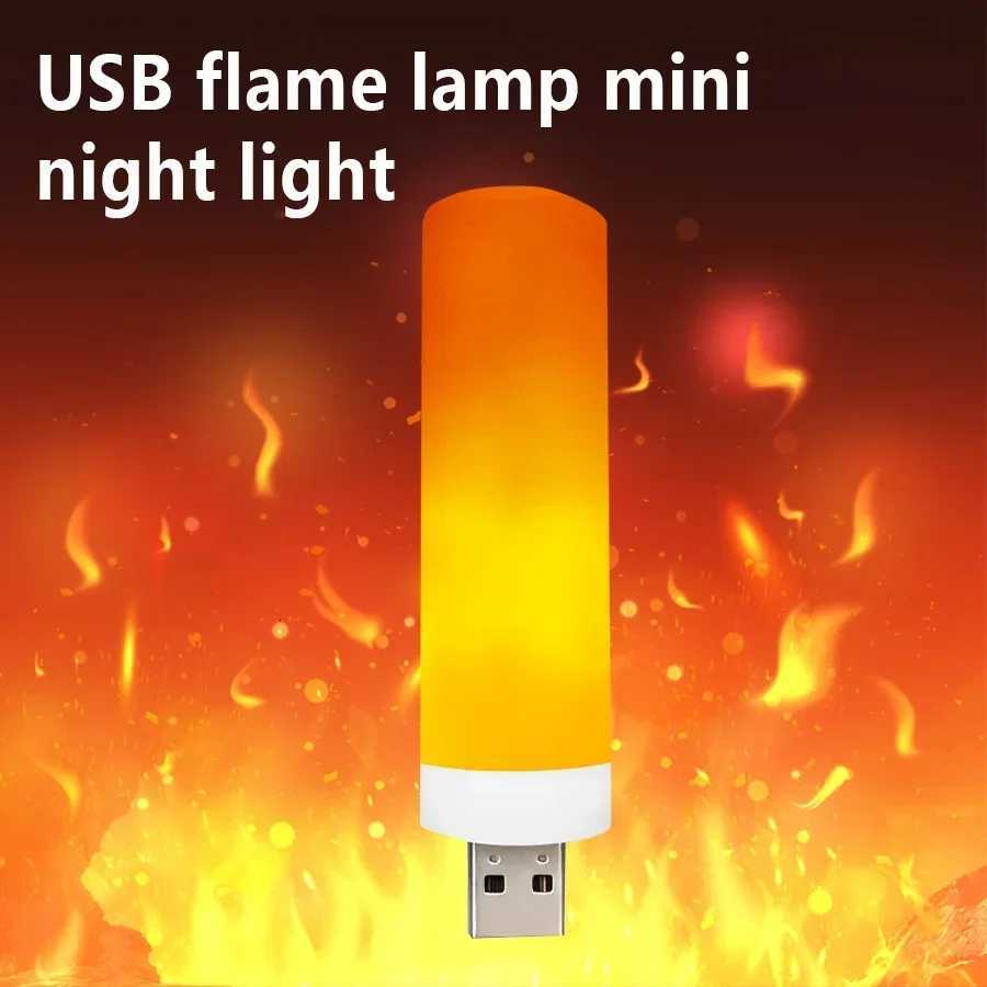 USB LED Night Lamp Simulated Flame Bulbs Night Light Flame Light Effect Bulbs Candle Lights Flickering Flameless Candles Decor M251114