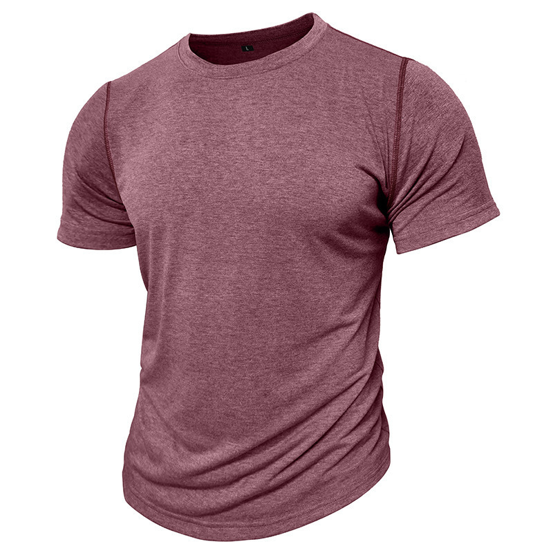 Mens summer short sleeved T-shirt mens basic top solid color round neck base shirt men
