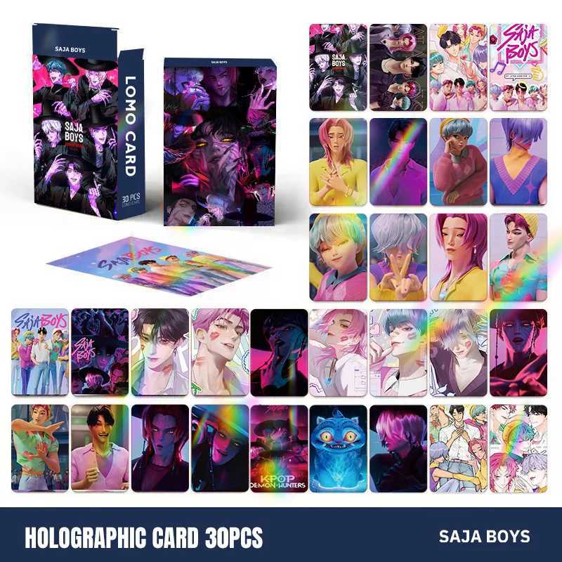 30pcs K-POP Demon Hunters HUNTR/X Saja Boys Holographic LOMO Cards Set - Double Sided HD Photocards with Stickers Anime Colle C251114