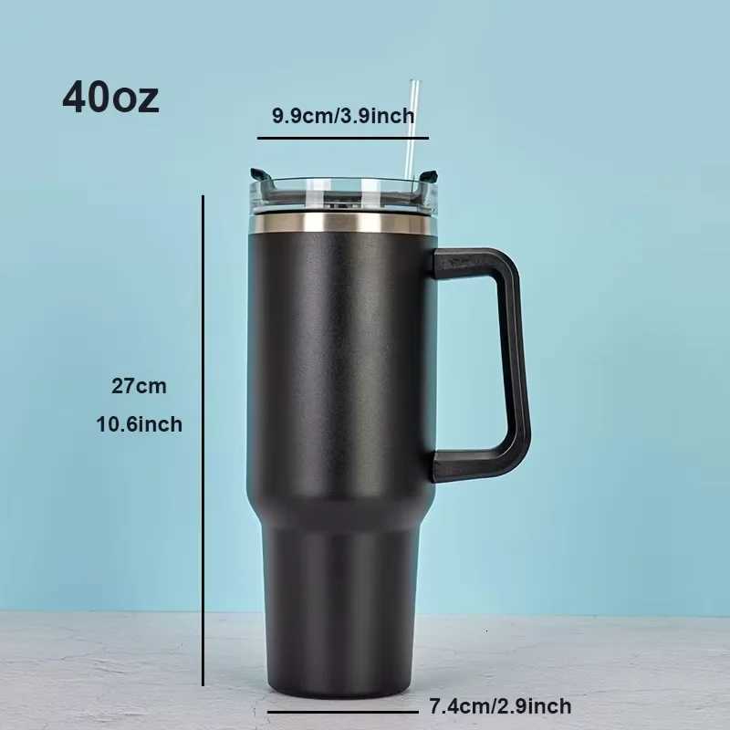 40oz Tumbler Vacuum Insulated Thermos Custom Travel Cup Stainless Steel Water Bottle Coffee Mugs With Handle Outdoor Drinkware C251114