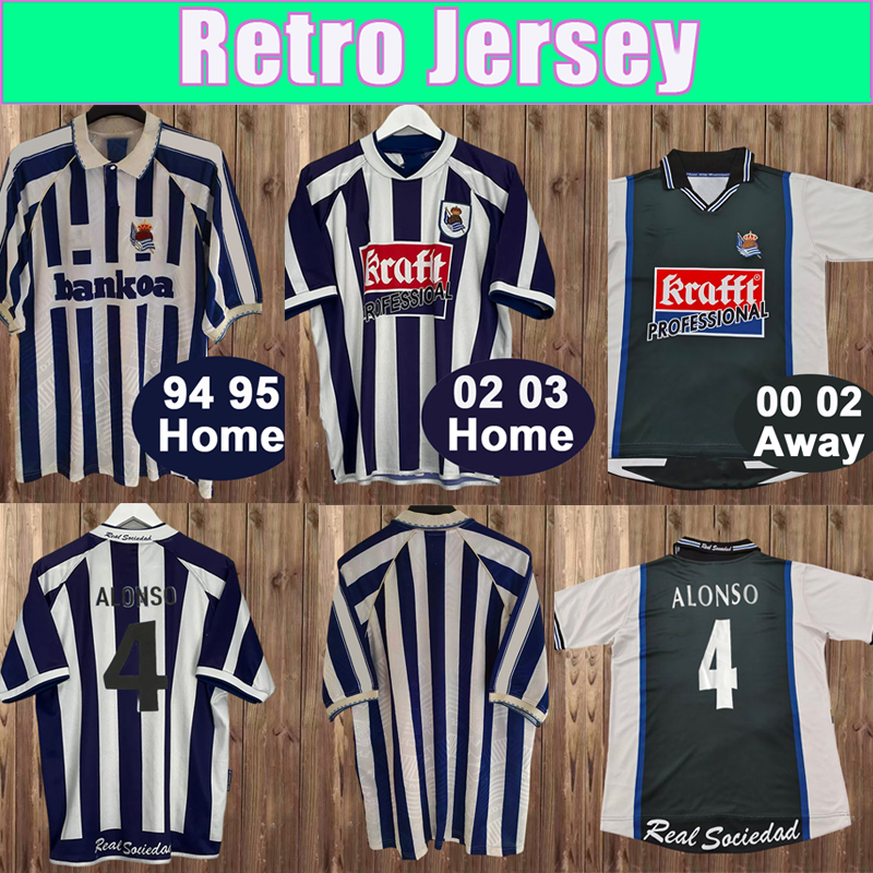 1994 2003 Real Sociedad Retro Mens Soccer Jerseys KOVACEVIC KARPIN ALONSO Home vintage Football Shirts Short Sleeve Uniforms