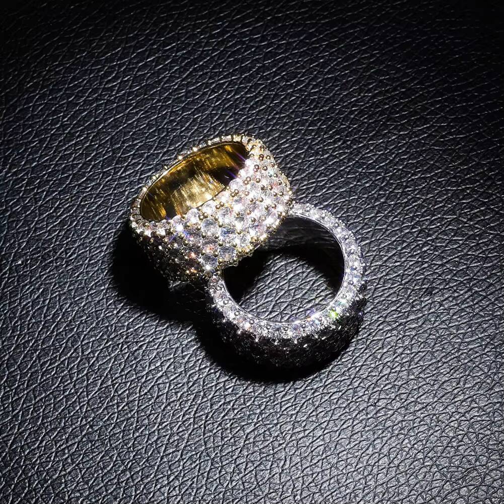 Hip Hop Iced 925 Silver VVS Moissanite GRA Rapper Tester 5 Rows Dazzling Sparkly Eternity Band Ring for Men Pass Diamond Tester