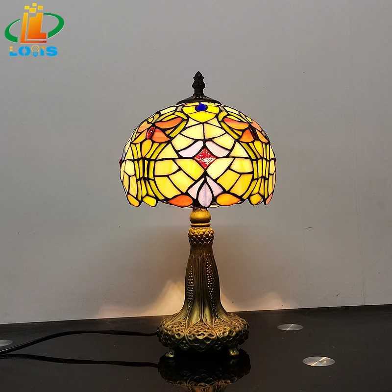 8 Inch European And American Round Arc Small Table Lamp Tiffany Style Glazed Dining Room Light Fixture Bedside Bar Lighting M251114