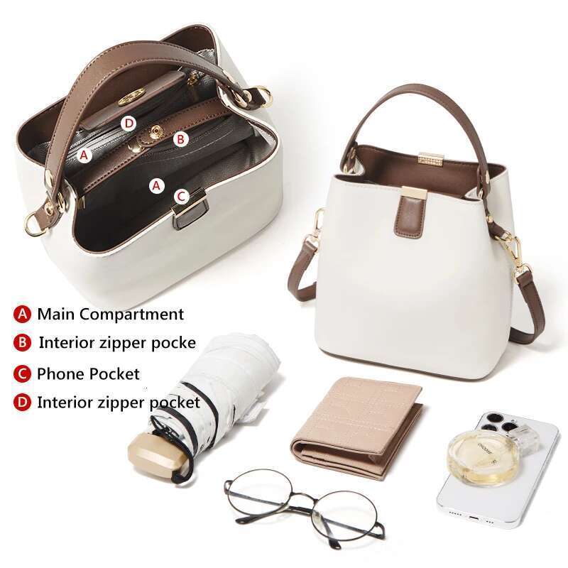 Designer Bag FOXER Split Leather Bucket Lady Messenger Women's High Quality Stylish Handbag & Totes Elegant Female Bag Large Capacity