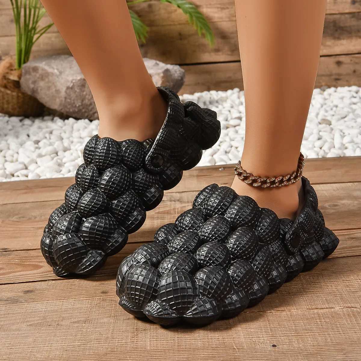 Cute womens slide bubble ball sandals summer indoor massage cloud slide outdoor closed toe fashionable beach casual sandals W250414