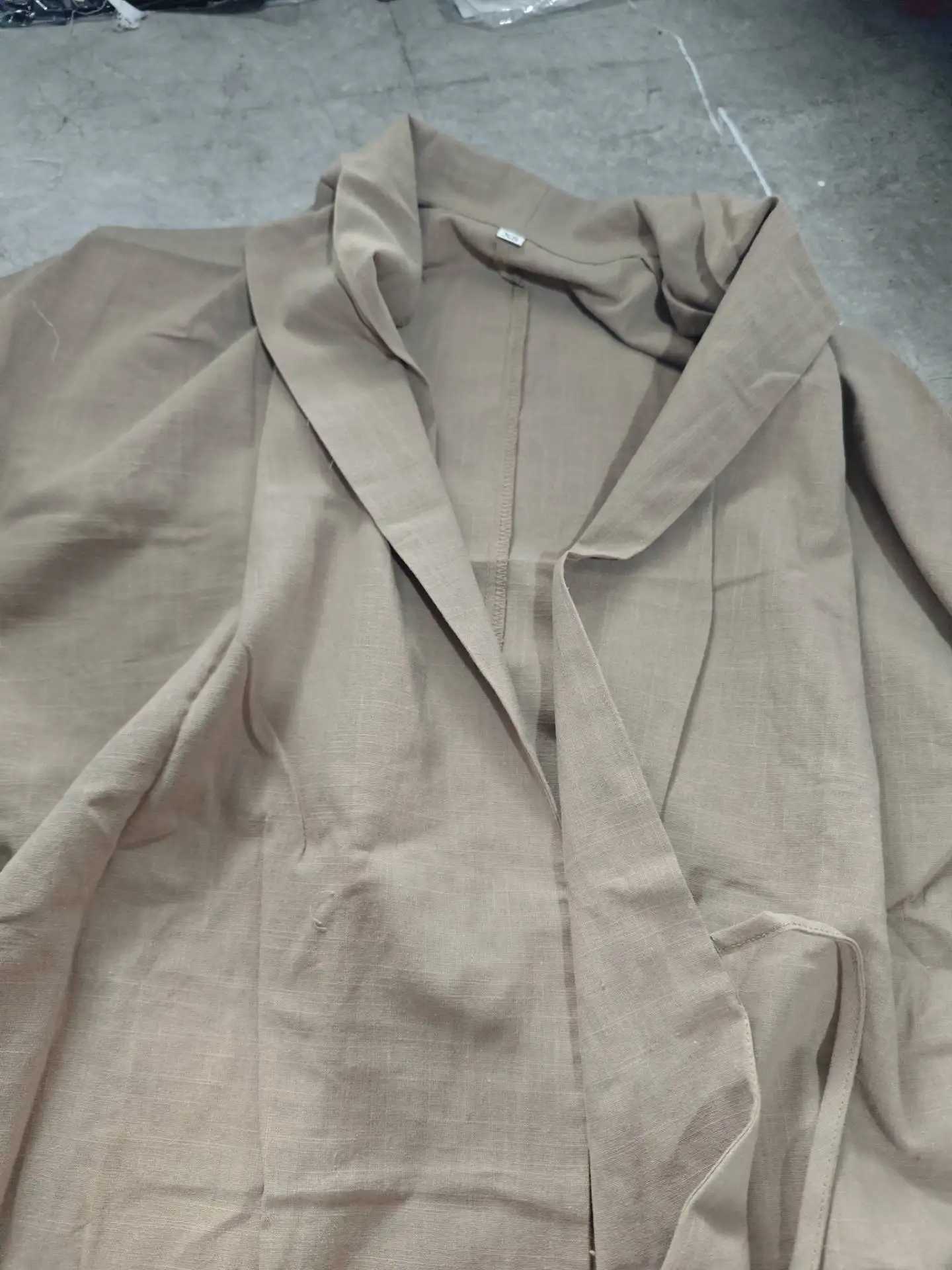 TRZA Fashion Womens Pants Set Solid When Drstring Long Sve Cardgian Shirt+Elastic Waist Wide Leg PantsXJ250414