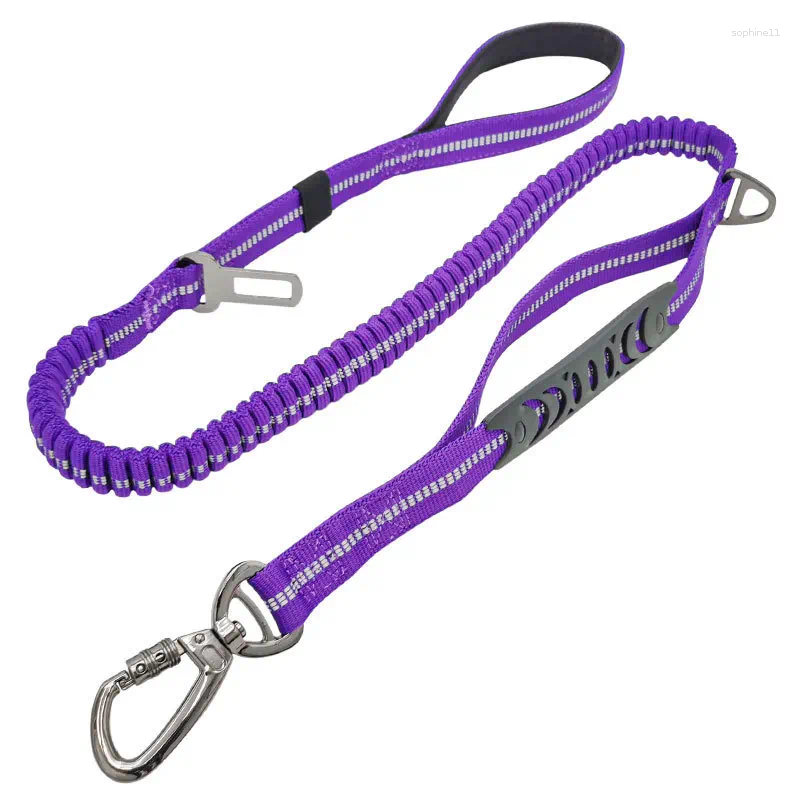 Update Heavy Duty Car Seat Belt Dog Lead Tactical Bungee Leash No Pull Nylon Rope With Metal Carabiner For Medium Large