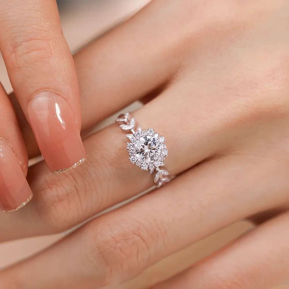 Snowflake Moissanite Engagement Rings for Women 1carat D Color Diamond Wedding Ring with Gra Certificate 925 Silver Fine Jewelry