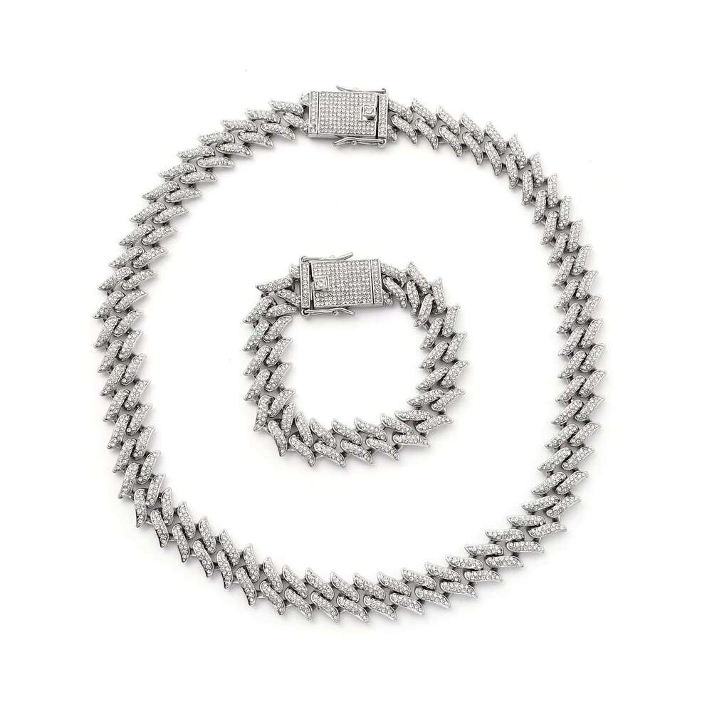 DHcollections Hip Hop Ice Dia Cuban Chain Men's Straight Pull Shining Rap Singer Necklace Jewelry