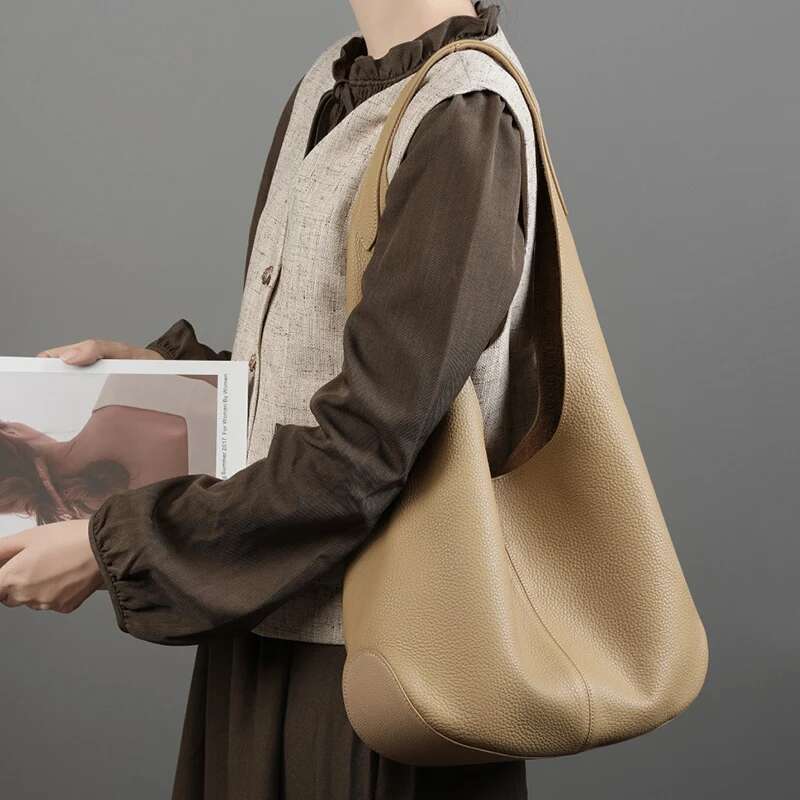 Designer Bag New Women Internet Celebrity Handbag With Large Capacity Top Layer Leather Tote Lady Single Shoulder Bag Female Handheld Bucket