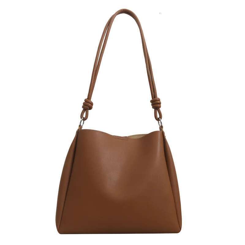 Handbag Vintage Solid Color Women Fashion Shoulder Sg High-Capacity Simple Double Strap Bucket Crossbody Bag