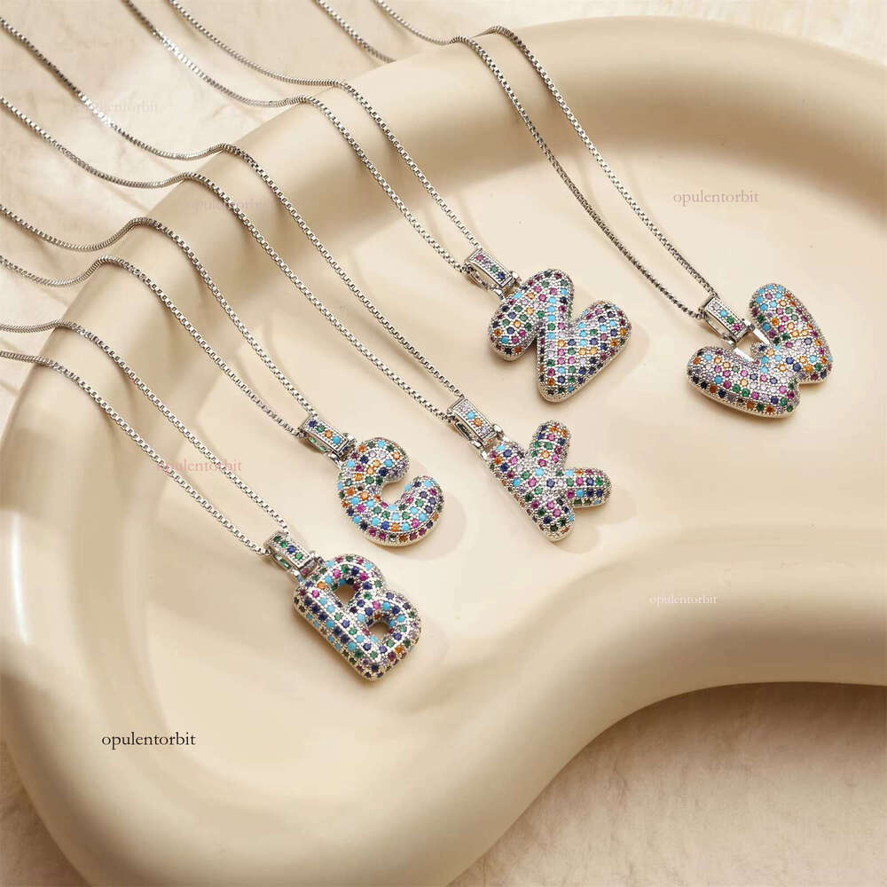 Arabic pendant zirconia fashion jewelry pyroxene letter necklace for women and men