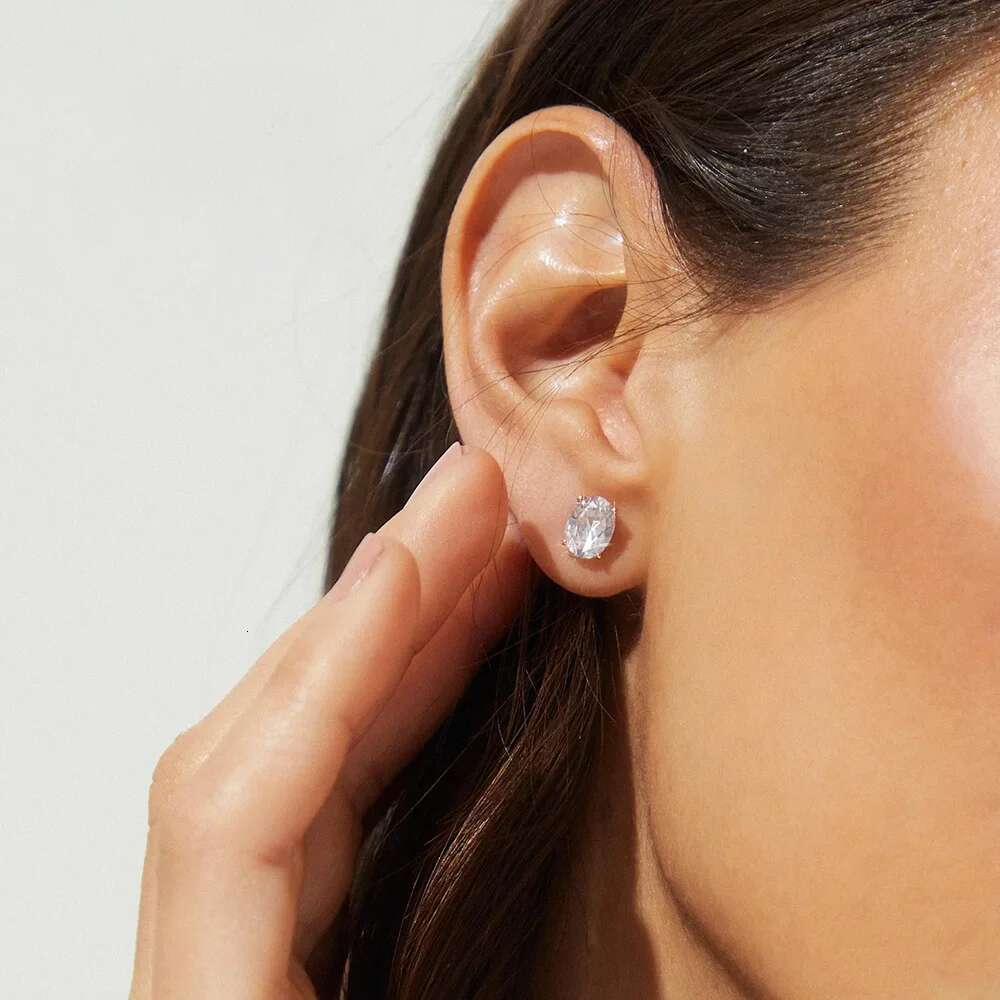 3carat Oval Cut Moissanite Solitaire Diamond Stud Earrings for Women Men 925 Sterling Silver Plated 18k Yellow Gold Ear Studs