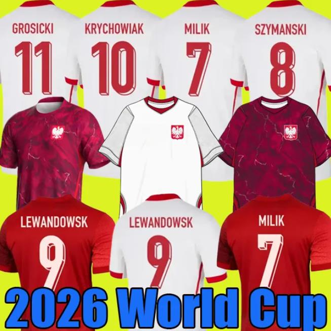 2026 World Cup Poland New Men Home Away Polska National Team LEWANDOWSKI Soccer Jerseys BEDNAREK CASH ZIELINSKI SZYMANSKI KIWIOR Polish kids kits Football Shirt