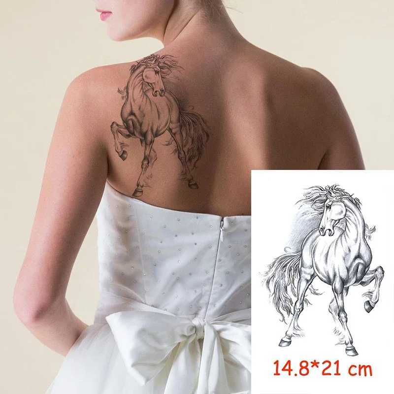Waterproof temporary tattoo sticker horse animal hair tattoo water transfer fake tattoo flash tattoo female and child 14.8 * 21 cmXJ25414
