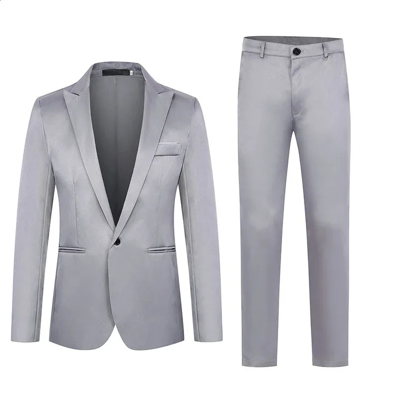 Western-Style Mens Casual Business Suit Solid Color Single Button Husband Man Dinner Gown Small Western-Style Clothes 250409
