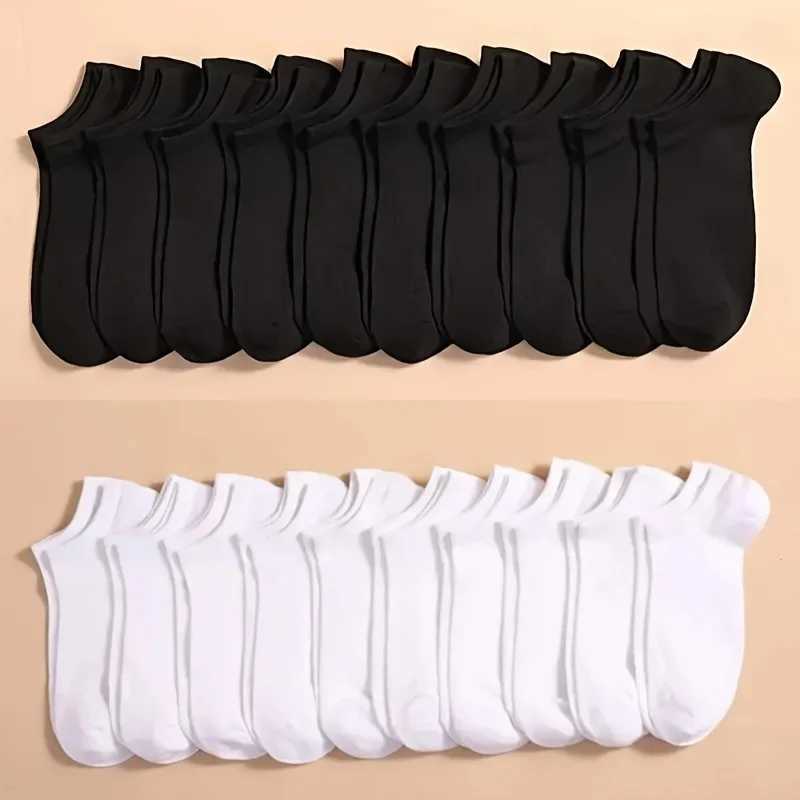 10/12/20/40 pairs of mens boat socks business sports sweat absorption mature summer autumn solid color soft no pilling ankle socks W250414