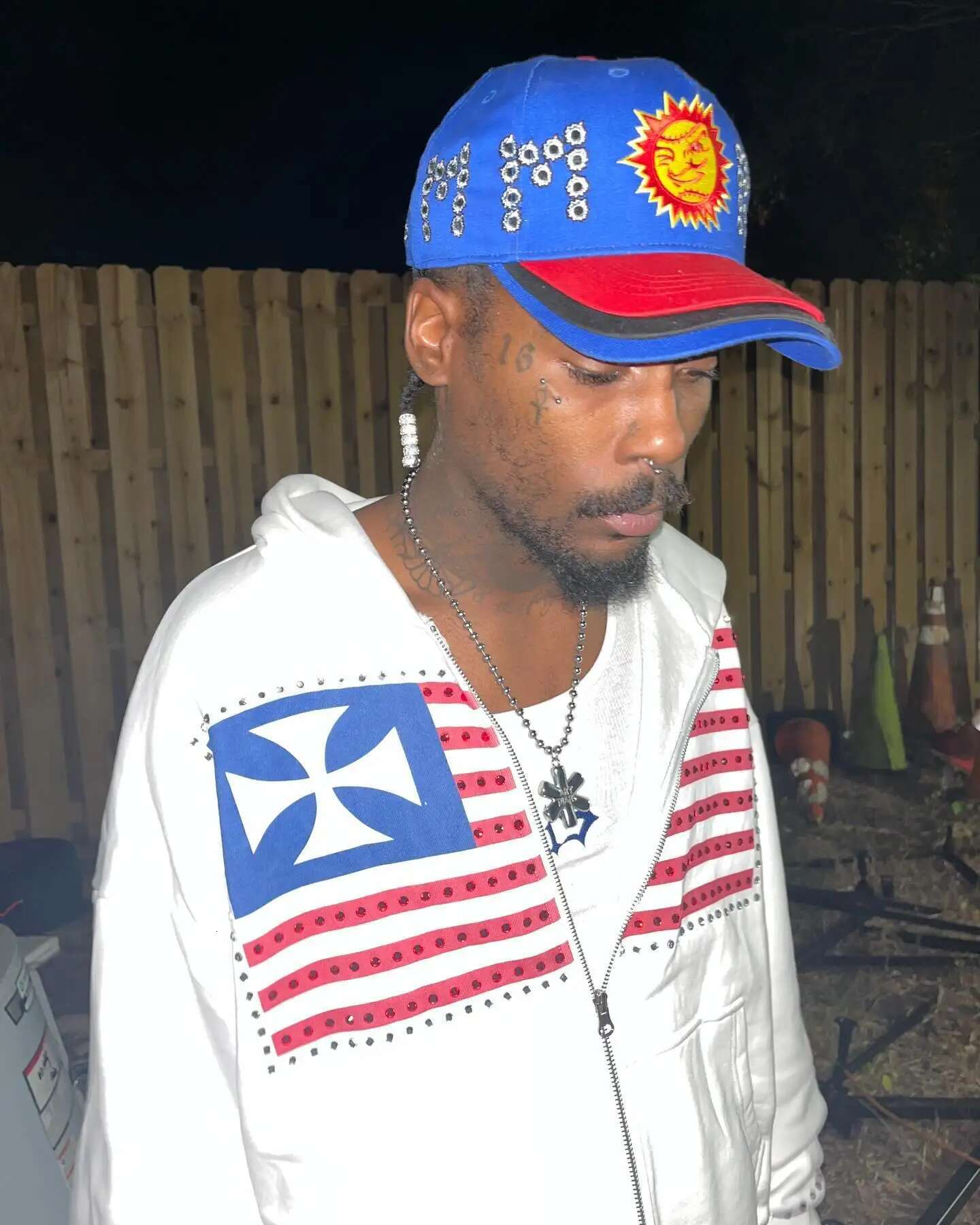 America Fashion Streetwear Gothic National Flag Rhie Embroidery Zipper Hoodie Y2k Couple Oversized Loose Cotton Sweatshirt