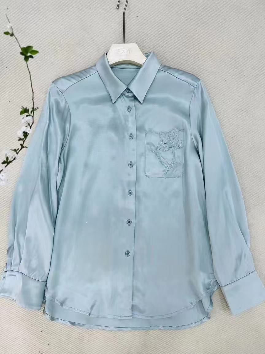 Chic Ladies' Embroidered Artificial Silk Top for Casual Wear