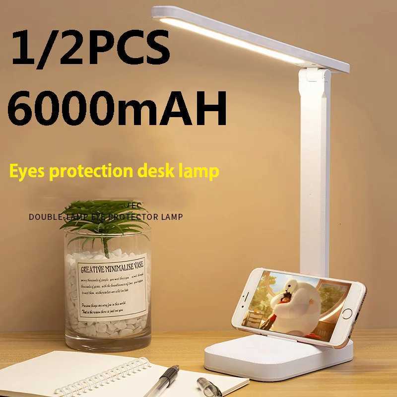 6000mAh LED Table Lamp USB Chargeable 3 Color Stepless Dimmable Desk Lamp Touch Foldable Eye Protection Reading Night Light 2023 M251114