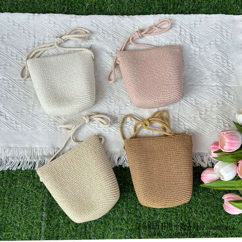 Handmade Beach Bag Spring And Summer New Light Board Adult Trendy One Shoulder Crossbody Handmade DIY Cute Change Grass Woven Bag Kq2