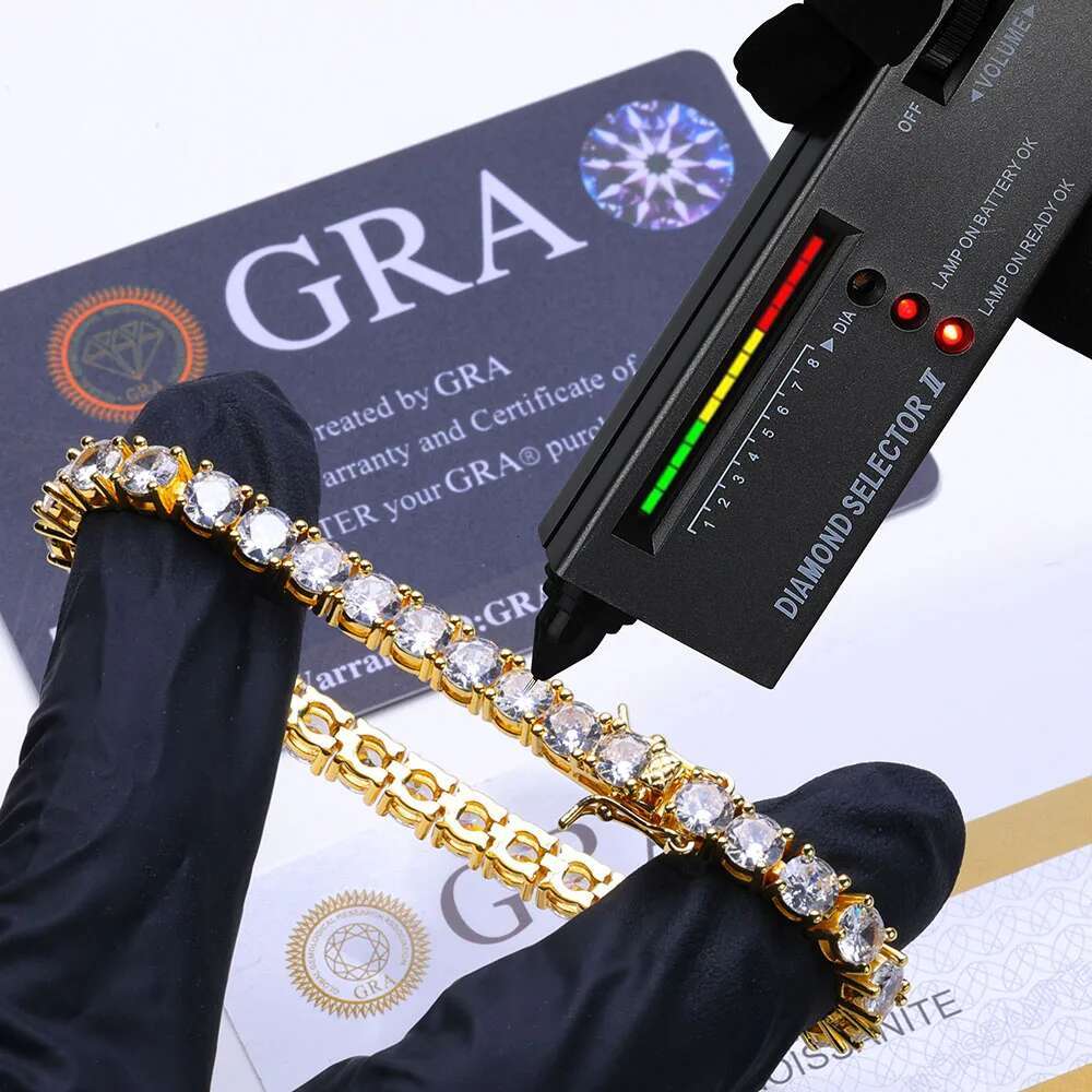 Moissanite Chain 925 Sterling Silver Bracelet Hip Hop Jewelry 3/4/5/6MM Bling Ice Out VVS with GRA Tennis Bracelet for Women Man