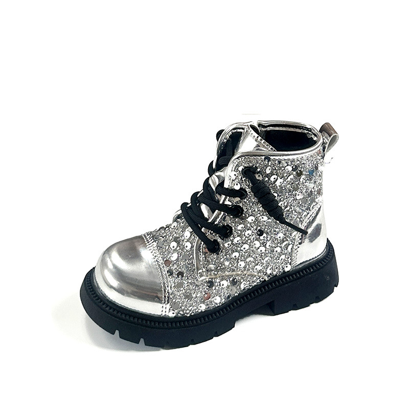 Children Fashion Boots Girls Sequin British Style Anti Slip Wear Resistant Kidszworld Kids Short Boots Toddler Leather Snow Boots Sizes 26 - 36 K0362