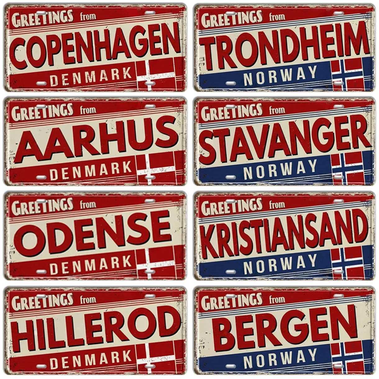 Denmark License Plates for Wall Art Decoration Metal Tin Signs Vintage Tags Metal Automotive Signs For Cafe Bar Club Garage PubsM251114